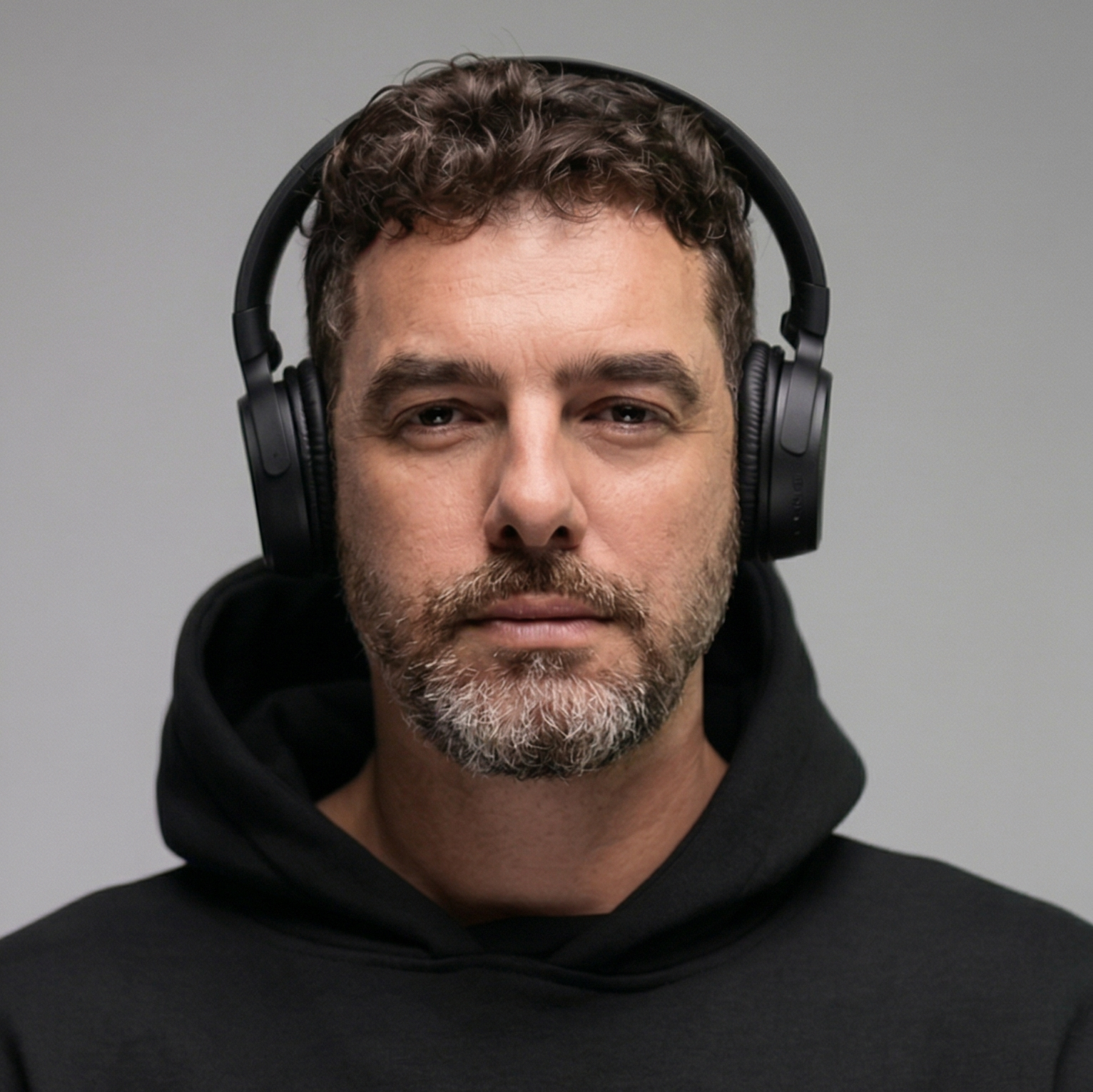 Luis Serrano, Luis Nomad, wearing studio headphones